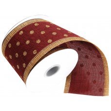 Χριστουγεννιάτικη Διακοσμητική Κορδέλα Μπορντό Πουά (10m)